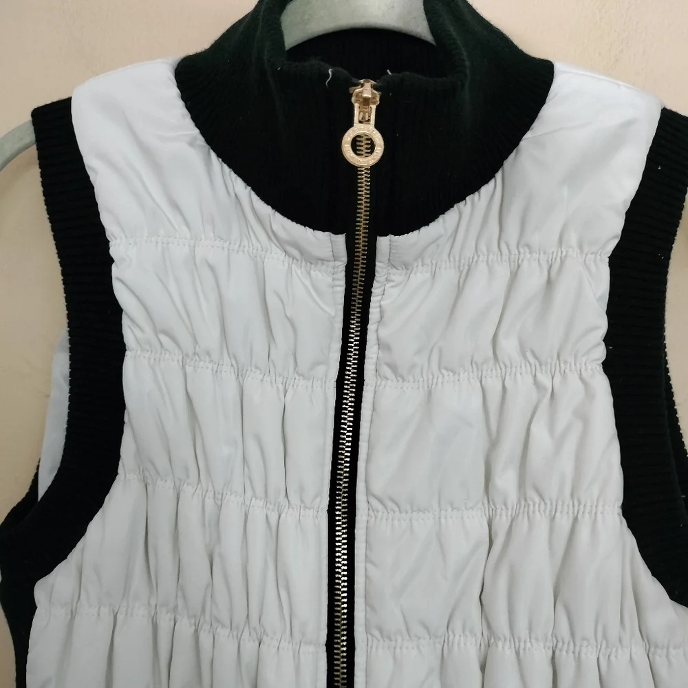 Calvin Klein Black White Quilted performance zip up vest S walking Jogging